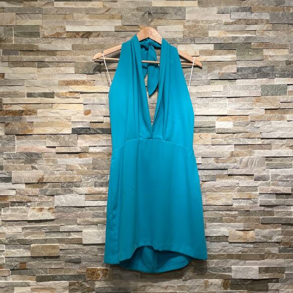 Amanda Uprichard L Halter Mezcal Mini Dress | Marina Blue, NWT, Adjustable Neck - Picture 8 of 9